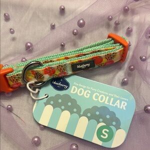 Blueberry Pet Dog Collar with Orange Accents
